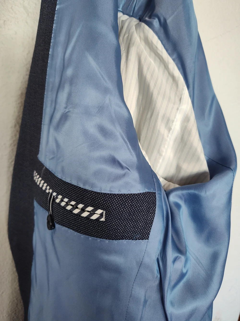 Original Penguin Navy Textured Sport Coat with Light Blue Lining Mens Size 44L
